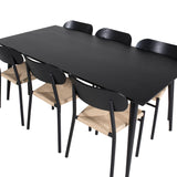 Jídelní stůl Dipp - 180*90cm - Černá dýha / celé černé nohy + Jídelní židle Polly - Černá / Přírodní _6