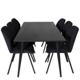 Jídelní stůl Dipp - 180*90cm - Černá dýha / celé černé nohy + Jídelní židle Gemma - Černé nohy - Black Fabric_6