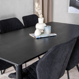 Jídelní stůl Dipp - 180*90cm - Černá dýha / celé černé nohy + Jídelní židle Gemma - Černé nohy - Black Fabric_6