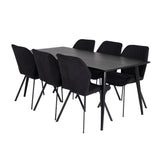 Jídelní stůl Dipp - 180*90cm - Černá dýha / celé černé nohy + Jídelní židle Gemma - Černé nohy - Black Fabric_6