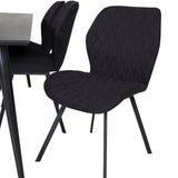 Jídelní stůl Dipp - 180*90cm - Černá dýha / celé černé nohy + Jídelní židle Gemma - Černé nohy - Black Fabric_6
