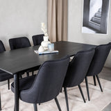 Jídelní stůl Dipp - 180*90cm - Černá dýha / celé černé nohy + Jídelní židle Velvet Deluxe - Černé nohy - Black Fabric_6