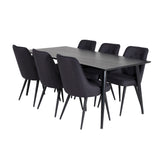 Jídelní stůl Dipp - 180*90cm - Černá dýha / celé černé nohy + Jídelní židle Velvet Deluxe - Černé nohy - Black Fabric_6
