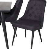 Jídelní stůl Dipp - 180*90cm - Černá dýha / celé černé nohy + Jídelní židle Velvet Deluxe - Černé nohy - Black Fabric_6