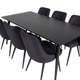 Jídelní stůl Dipp - 180*90cm - Černá dýha / celé černé nohy + Jídelní židle Velvet Deluxe - Černé nohy - Black Fabric_6