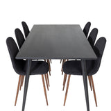 Jídelní stůl Dipp - 180*90cm - Černá dýha / celé černé nohy + Jídelní židle Polar - Ořechové nohy - Černá látka_6