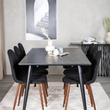 Jídelní stůl Dipp - 180*90cm - Černá dýha / celé černé nohy + Jídelní židle Polar - Ořechové nohy - Černá látka_6