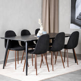 Jídelní stůl Dipp - 180*90cm - Černá dýha / celé černé nohy + Jídelní židle Polar - Ořechové nohy - Černá látka_6