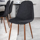 Jídelní stůl Dipp - 180*90cm - Černá dýha / celé černé nohy + Jídelní židle Polar - Ořechové nohy - Černá látka_6