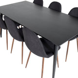 Jídelní stůl Dipp - 180*90cm - Černá dýha / celé černé nohy + Jídelní židle Polar - Ořechové nohy - Černá látka_6