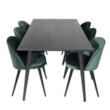 Jídelní stůl Dipp - 180*90cm - Černá dýha / celé černé nohy + Sametová jídelní židle - Zelená / Černá_6