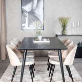 Jídelní stůl Dipp - 180*90cm - Černá dýha / celé černé nohy + Sametová jídelní židle - Béžová / Černá_6