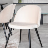 Jídelní stůl Dipp - 180*90cm - Černá dýha / celé černé nohy + Sametová jídelní židle - Béžová / Černá_6