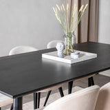 Jídelní stůl Dipp - 180*90cm - Černá dýha / celé černé nohy + Sametová jídelní židle - Béžová / Černá_6