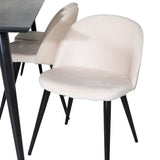 Jídelní stůl Dipp - 180*90cm - Černá dýha / celé černé nohy + Sametová jídelní židle - Béžová / Černá_6