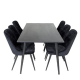 Jídelní stůl Dipp - 180*90cm - Černá dýha / celé černé nohy + Jídelní židle Velvet Deluxe - Černá / Black_6