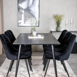 Jídelní stůl Dipp - 180*90cm - Černá dýha / celé černé nohy + Jídelní židle Velvet Deluxe - Černá / Black_6