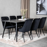 Jídelní stůl Dipp - 180*90cm - Černá dýha / celé černé nohy + Jídelní židle Velvet Deluxe - Černá / Black_6
