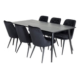Jídelní stůl Dipp - 180*90cm - Černá dýha / celé černé nohy + Jídelní židle Velvet Deluxe - Černá / Black_6