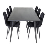 Jídelní stůl Dipp - 180*90cm - Černá dýha / celé černé nohy + Jídelní židle Polar Diamond - Černé nohy - Black Velvet_6