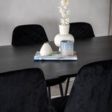 Jídelní stůl Dipp - 180*90cm - Černá dýha / celé černé nohy + Jídelní židle Polar Diamond - Černé nohy - Black Velvet_6