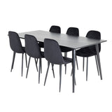 Jídelní stůl Dipp - 180*90cm - Černá dýha / celé černé nohy + Jídelní židle Polar Diamond - Černé nohy - Black Velvet_6