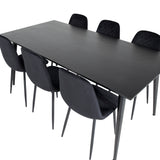 Jídelní stůl Dipp - 180*90cm - Černá dýha / celé černé nohy + Jídelní židle Polar Diamond - Černé nohy - Black Velvet_6