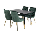 Jídelní stůl Dipp - 120 cm - Černá dýha - Černé nohy š. Brass dipp+Velvet Deluxe Jídelní židle - Zelená / Brass_4