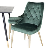 Jídelní stůl Dipp - 120 cm - Černá dýha - Černé nohy š. Brass dipp+Velvet Deluxe Jídelní židle - Zelená / Brass_4