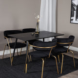 Jídelní stůl Dipp - 120 cm - Černá dýha - Černé nohy š. Mosazné křeslo dipp+Arrow - Mosazné nohy - Black Velvet_4