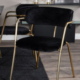 Jídelní stůl Dipp - 120 cm - Černá dýha - Černé nohy š. Mosazné křeslo dipp+Arrow - Mosazné nohy - Black Velvet_4