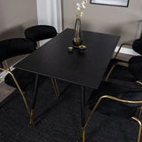 Jídelní stůl Dipp - 120 cm - Černá dýha - Černé nohy š. Mosazné křeslo dipp+Arrow - Mosazné nohy - Black Velvet_4