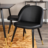 Jídelní stůl Dipp - 120 cm - Černá dýha - Černé nohy š. Mosazný dipp+Velvet Jídelní židle w. Stiches - PU - Black / Black_4