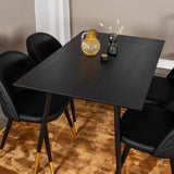 Jídelní stůl Dipp - 120 cm - Černá dýha - Černé nohy š. Mosazný dipp+Velvet Jídelní židle w. Stiches - PU - Black / Black_4