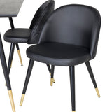 Jídelní stůl Dipp - 120 cm - Černá dýha - Černé nohy š. Mosazný dipp+Velvet Jídelní židle w. Stiches - PU - Black / Black_4