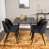 Jídelní stůl Dipp - 120 cm - Černá dýha - Černé nohy š. Mosazný dipp+Velvet Jídelní Chiar - Černé nohy- Black Fabric_4