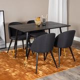 Jídelní stůl Dipp - 120 cm - Černá dýha - Černé nohy š. Mosazný dipp+Velvet Jídelní Chiar - Černé nohy- Black Fabric_4
