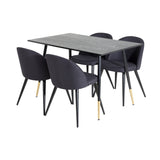 Jídelní stůl Dipp - 120 cm - Černá dýha - Černé nohy š. Mosazný dipp+Velvet Jídelní Chiar - Černé nohy- Black Fabric_4