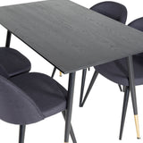 Jídelní stůl Dipp - 120 cm - Černá dýha - Černé nohy š. Mosazný dipp+Velvet Jídelní Chiar - Černé nohy- Black Fabric_4