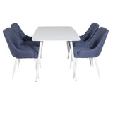Polar Jídelní stůl 120 cm - Bílá Bílá+Jídelní židle Plaza - Bílé Nohy - Modrá Fabric_4