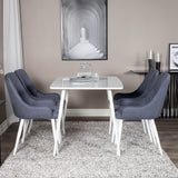 Polar Jídelní stůl 120 cm - Bílá Bílá+Jídelní židle Plaza - Bílé Nohy - Modrá Fabric_4
