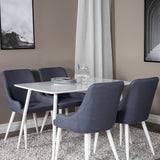Polar Jídelní stůl 120 cm - Bílá Bílá+Jídelní židle Plaza - Bílé Nohy - Modrá Fabric_4