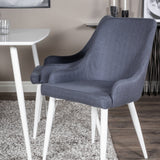 Polar Jídelní stůl 120 cm - Bílá Bílá+Jídelní židle Plaza - Bílé Nohy - Modrá Fabric_4