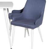 Polar Jídelní stůl 120 cm - Bílá Bílá+Jídelní židle Plaza - Bílé Nohy - Modrá Fabric_4