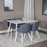 Jídelní stůl Polar 120 cm - Bílá Bílá+Velvet Jídelní Chiar - Bílé nohy - Modrá Fabric_4