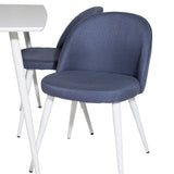 Jídelní stůl Polar 120 cm - Bílá Bílá+Velvet Jídelní Chiar - Bílé nohy - Modrá Fabric_4