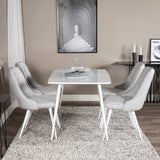 Polar Jídelní stůl 120 cm - Bílá Bílá+Velvet Deluxe Jídelní židle - Bílé nohy - Světle šedá Fabric_4