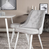 Polar Jídelní stůl 120 cm - Bílá Bílá+Velvet Deluxe Jídelní židle - Bílé nohy - Světle šedá Fabric_4