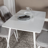 Polar Jídelní stůl 120 cm - Bílá Bílá+Velvet Deluxe Jídelní židle - Bílé nohy - Světle šedá Fabric_4