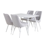 Polar Jídelní stůl 120 cm - Bílá Bílá+Velvet Deluxe Jídelní židle - Bílé nohy - Světle šedá Fabric_4